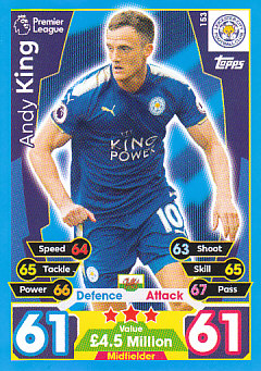 Andy King Leicester City 2017/18 Topps Match Attax #153